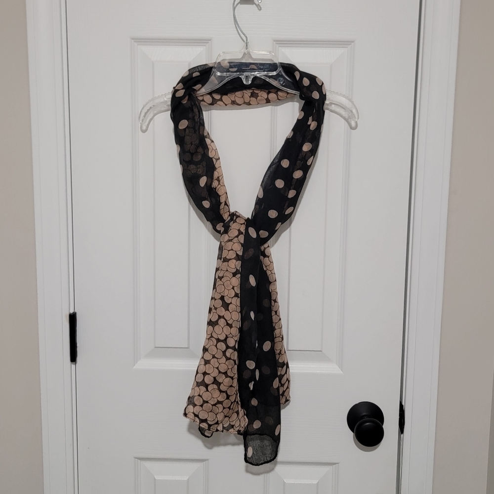 Black and Tan Polka Dot Scarf